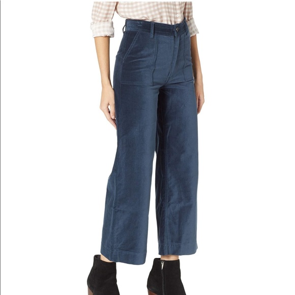 Frye Pants - Frye Velvet Blue Cropped Wide Leg Pants